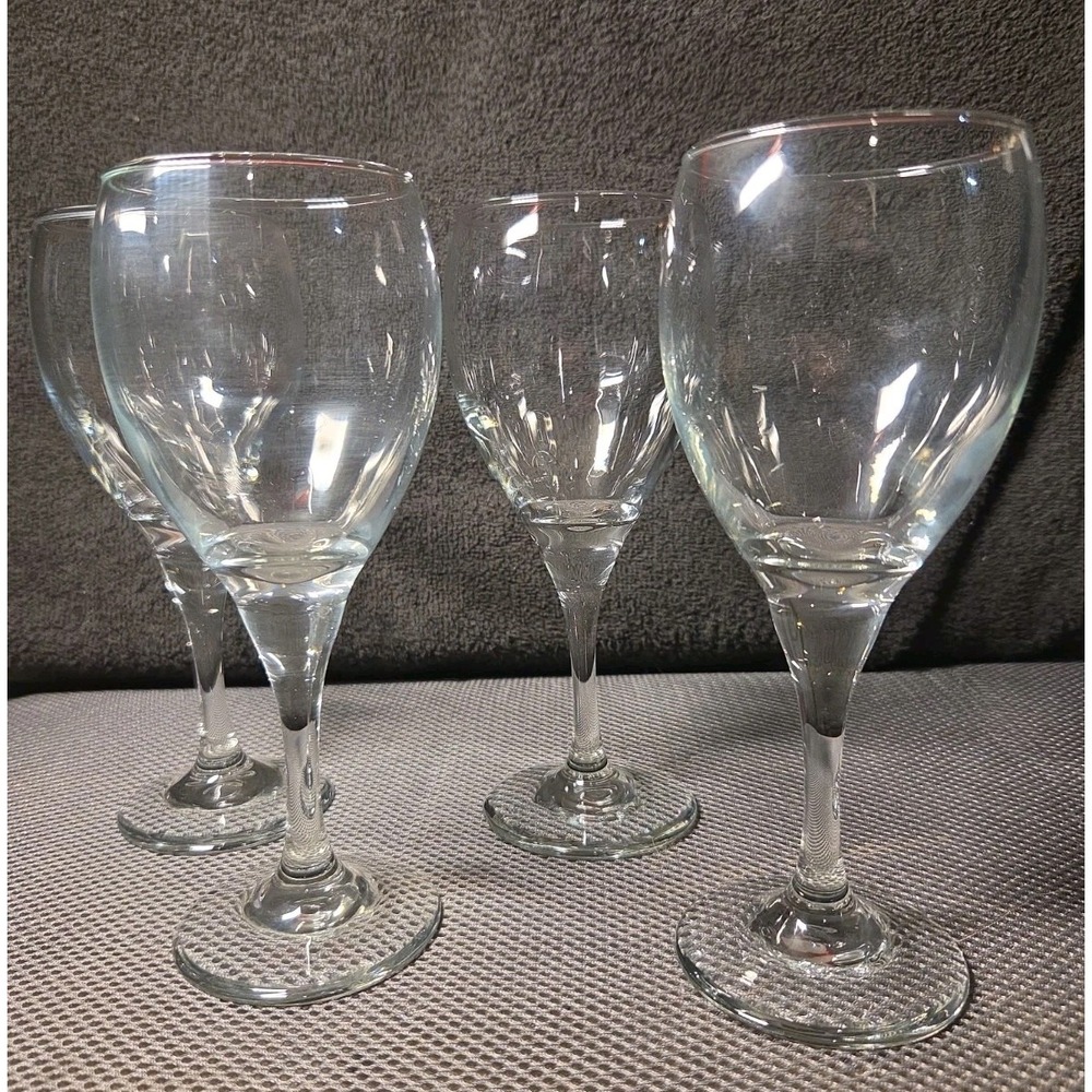 Set Of 4 Libbey Teardrop 8 1/2 oz White Wine Glasses 3965